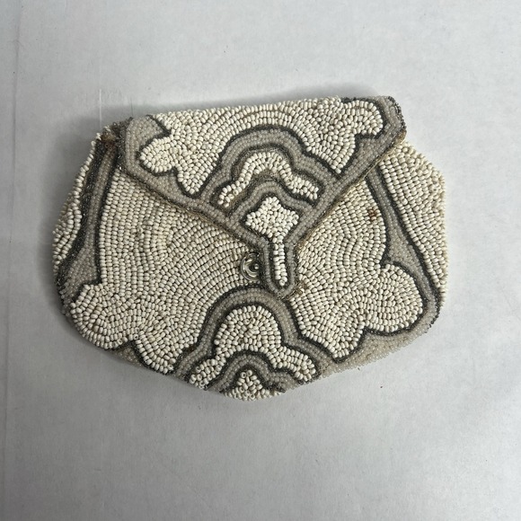 The Unbranded Brand Accessories - Antique Beaded & Sequin Belt Bag Coin Purse Made in France Vintage Handcrafted